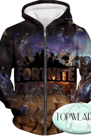 Fortnite Hoodies - Save the World Gameplay 3D Zip Up Hoodie