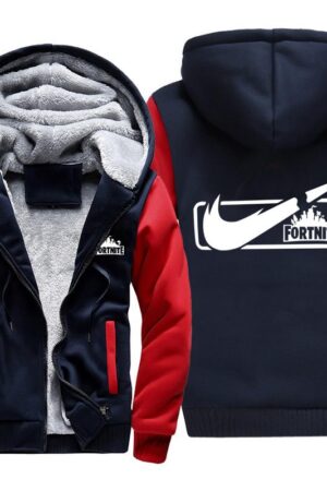 Fortnite Jackets - Solid Color Fortnite Game Logo Icon Fleece Jacket