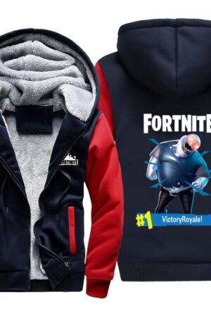 Fortnite Jackets - Solid Color Fortnite Game Monster Icon Fleece Jacket