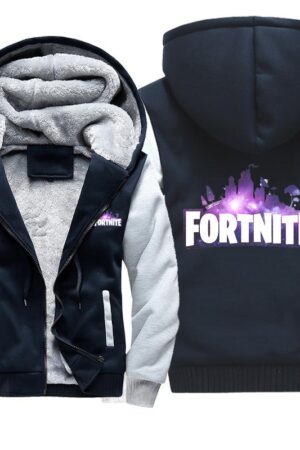 Fortnite Jackets - Solid Color Fortnite Game Purple Icon Fleece Jacket