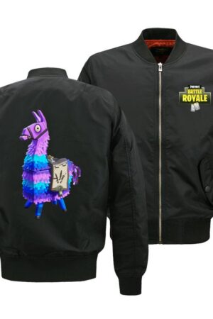 Fortnite Jackets - Solid Color Fortnite Game Rainbow Horse Icon Flight Suit Fleece Jacket