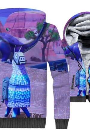 Fortnite Jackets - Solid Color Fortnite Game Series Rainbow Alpaca Super Cute 3D Fleece Jacket