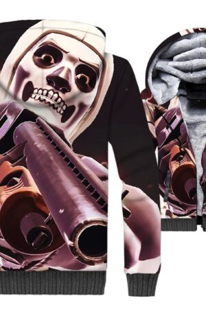 Fortnite Jackets - Solid Color Fortnite Game Series Skull Trooper Jonesy Super Cool 3D Fleece Jacket