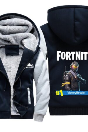 Fortnite Jackets - Solid Color Fortnite Game Victory Royale Hero Icon Fleece Jacket