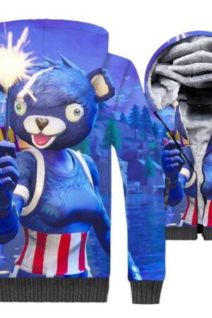 Fortnite Jackets - Solid Color Fortnite Panda Captain Series Super Cool 3D Fleece Jacket