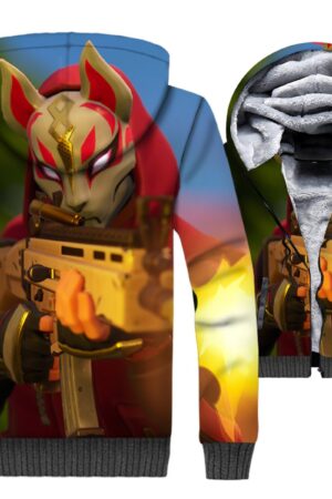 Fortnite Jackets - Solid Color Fortnite Series Flying Fox Super Cool 3D Fleece Jacket