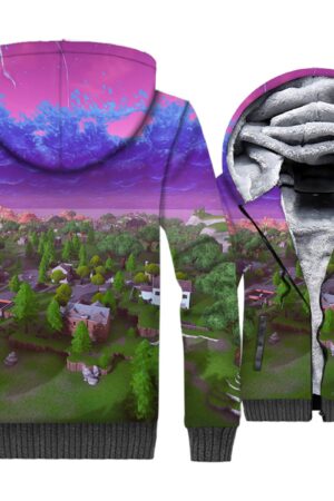 Fortnite Jackets - Solid Color Fortnite Series Game Map Super Cool 3D Fleece Jacket
