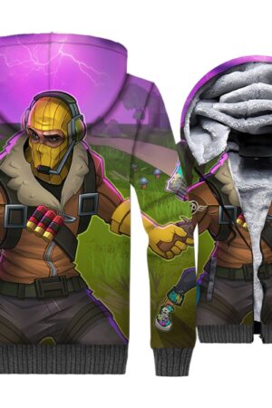 Fortnite Jackets - Solid Color Fortnite Series RAPTOR Cartoon Style Super Cool 3D Fleece Jacket