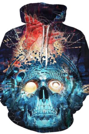 Funny Papa Roach Hoodies - Pullover The Blue Skull 3D Hoodie