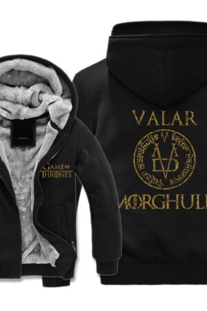 Game of Thrones Jackets - Solid Color Game of Thrones VALAR Icon Fleece Jacket