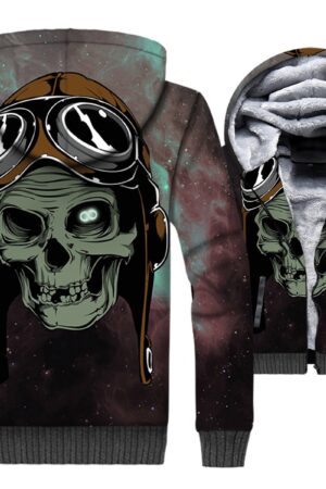 Ghost Rider Jackets - Ghost Rider Series Pilot Skull Super Cool 3D Fleece Jacket