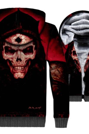 Ghost Rider Jackets - Ghost Rider Series Vengeful Devil Skull Super Cool 3D Fleece Jacket