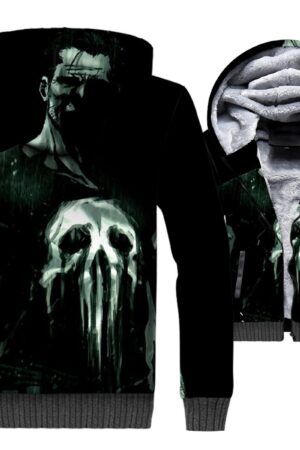 Ghost Rider Jackets - Ghost Rider Skull Series Demon Warrior Skull Super Cool 3D Fleece Jacket