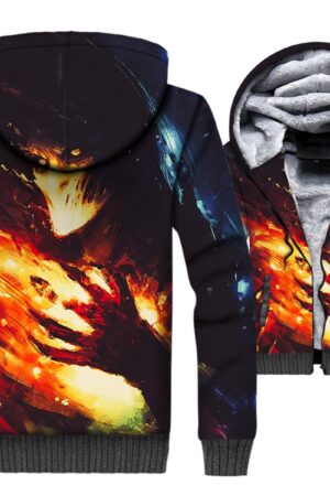 Ghost Rider Jackets - Ghost Rider Skull Series Flame Demon Skull Super Cool 3D Fleece Jacket