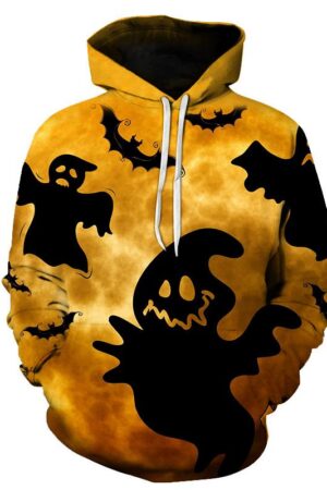 Halloween Ghost 3D Printed Hoodie-Yellow