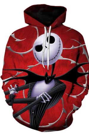 Halloween Jack Skellington Red night 3D Printed Hoodie