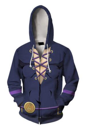 JoJo's Bizarre Adventure Hoodies - Leone Abbacchio Purple Zip Up Hoodie