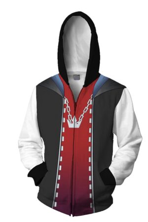 Kingdom Hearts 1 Sora Hoodies - Zip Up Red Tie Hoodie