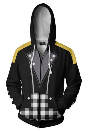 Kingdom Hearts  Riku Keyblade Hoodies - Zip Up Black-yellow Hoodie