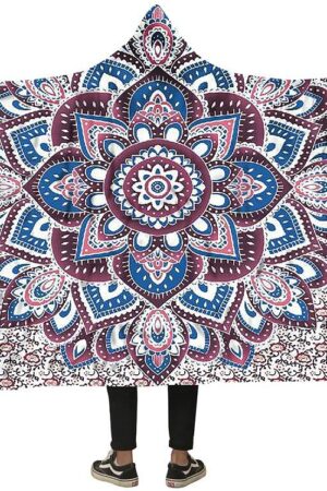 Magic Hooded Blankets - Magic Series Colorful Flower Pattern Fleece Hooded Blanket
