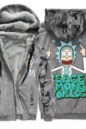 Man's Cartoon Rick and Morty Printing Zip Up Hoodie Outerwear