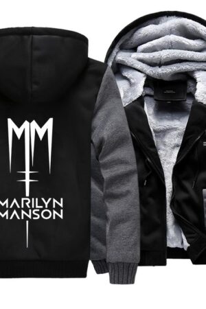 Marilyn Manson Jackets - Solid Color Marilyn Manson MM Icon Super Cool Fleece Jacket