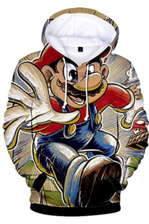 Mario Hoodie - Super Mario 3D Full Print Drawstring Hooded Pullover Sweatshirt