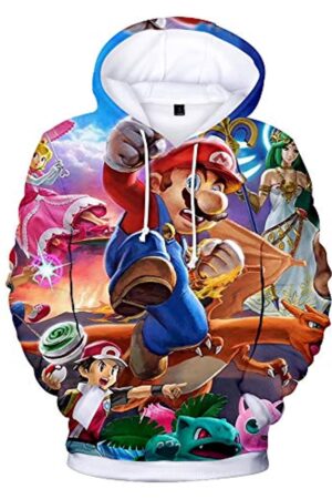 Mario Hoodie - Super Smash Bros 3D Full Print Drawstring Hooded Pullover Sweatshirt