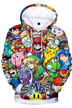 Mario Hoodie - Super Smash Bros 3D Full Print Drawstring Hooded Pullover Sweatshirt