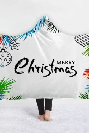 Merry Christmas Hooded Blanket - Candy White Blanket