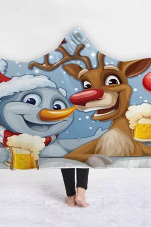 Merry Christmas Hooded Blanket - Cheers Beer Blanket