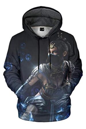 Mortal Kombat Hoodie - Kitana Black Unisex 3D Print Pullover Drawstring Hoodie
