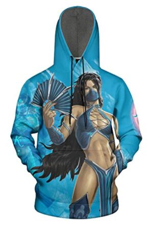 Mortal Kombat Hoodie - Kitana Blue Unisex 3D Print Pullover Drawstring Hoodie