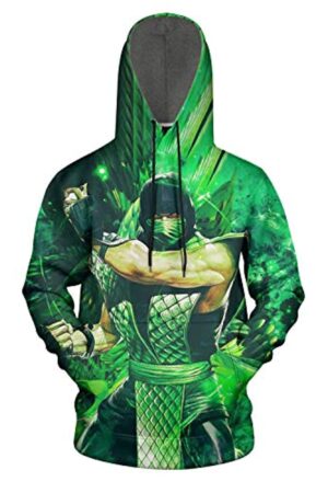 Mortal Kombat Hoodie - Reptile Greeen Unisex 3D Print Pullover Drawstring Hoodie