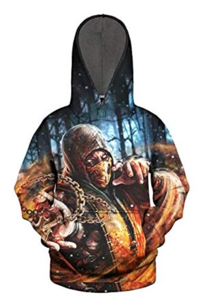 Mortal Kombat Hoodie - Scorpion Unisex 3D Print Pullover Drawstring Hoodie