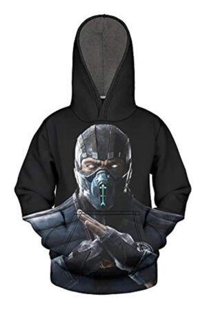 Mortal Kombat Hoodie - Sub-Zero Black Unisex 3D Print Pullover Drawstring Hoodie