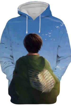 New Blue Attack on Titan 3D Printed Hoodie