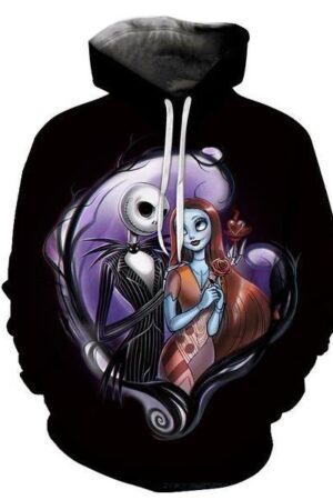 Nightmare Before Christmas Jack And Sally Hoodies - Nightmare Before Christmas Hoodies - Christmas Jack&Sally Full Moon Pull Over Hoodie