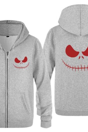 Nightmare Before Christmas Jack Hoodies - Nightmare Before Christmas Hoodies - Cool Jack Red Eyes Christmas Zip Up Hoodie