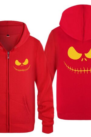 Nightmare Before Christmas Jack Hoodies - Nightmare Before Christmas Hoodies - Cool Jack Yellow Eyes Christmas Zip Up Hoodie