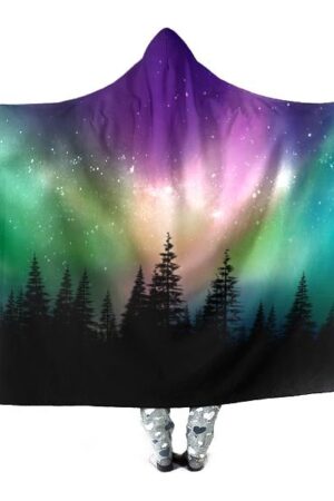 Northern Lights Hooded Blanket - Aurora Cool Blanket