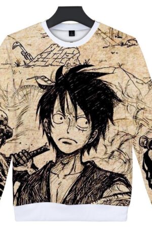 One Piece 3D Pattern Sweatshirt - Men Long Sleeve 3D Round Collar Pullover