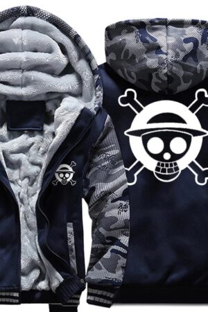 One Piece Jackets - Solid Color One Piece Anime Series One Piece Sign Super Cool Fleece Jacket