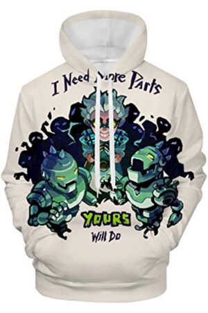 Overwatch Hoodie - Junkrat 3D Print White Hooded Pullover Sweatshirt