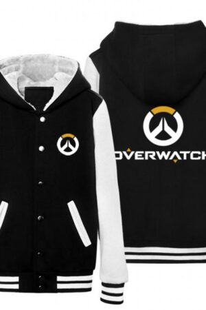 Overwatch Logo Thicken Coats - Black Button Style Coat