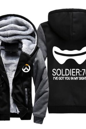Overwatch Soldier 76 Jackets - Zip Up Black Fleece Jacket