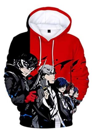 Persona 5 Hoodies - P5 3D Full Print Akira Kurusu Red and Black Pullover Hoodie