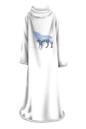 Plush Thickened Blanket With Sleeves -3D Digital Printed Wolf Blanket Robe
