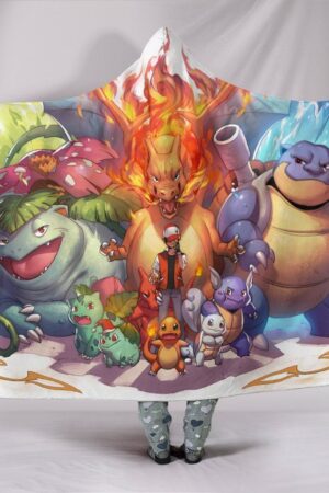 Pokemon Blastoise And Venusaur Hooded Blanket - Charizard Bigger Guy Blanket