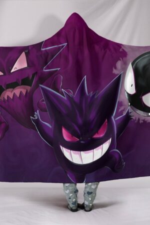 Pokemon Gastly Haunter And Gengar Hooded Blanket - Demon Black Blanket
